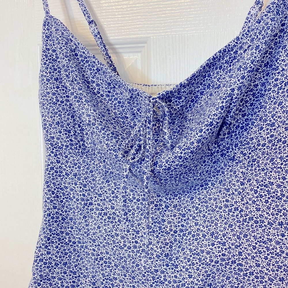 NWT | Abercrombie & Fitch Tank Womens Small Tie Front Cropped Cami Blue - Picture 3 of 6